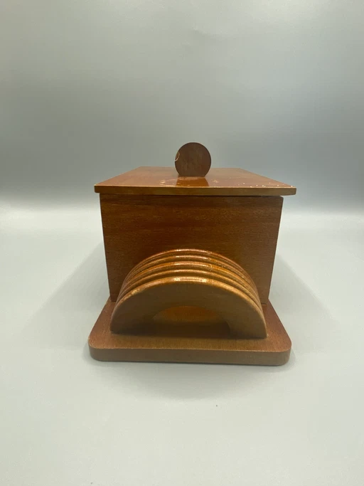 Art Deco Wooden Biscuit Box with Sliding Glass Lid – decoratieve objecten (photo 2 of 9)