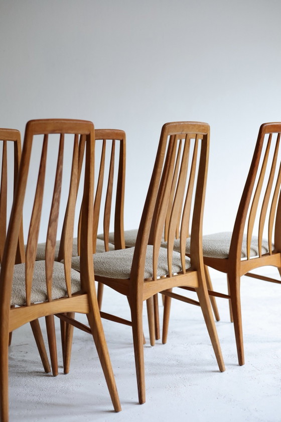 Set di 6 sedie da pranzo vintage modello ‘Eva’ Niels Koefoed anni '60, Legno, Tessile, Verde (foto 8 di 9)