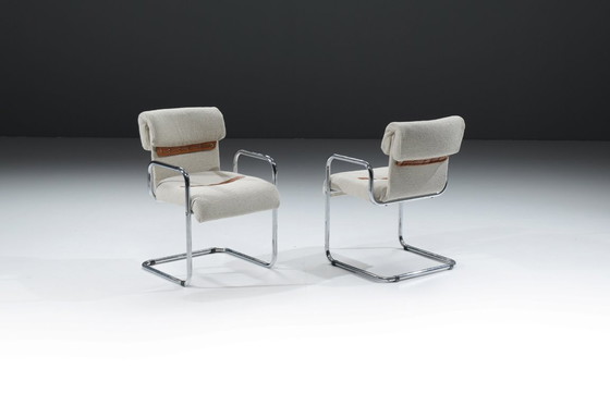 Image 1 of Tucroma Cantilever bouclé eetkamerstoelen van Guido Faleschini voor i4 Mariani