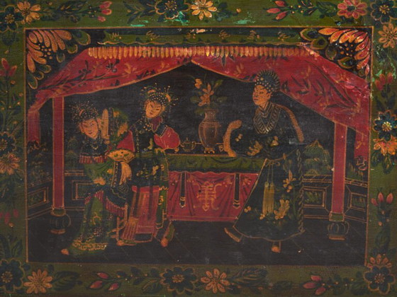 Baule antico dipinto in legno di pino – Cina, circa 1900 – Armadi contenitori, Iron (photo 33 of 40)