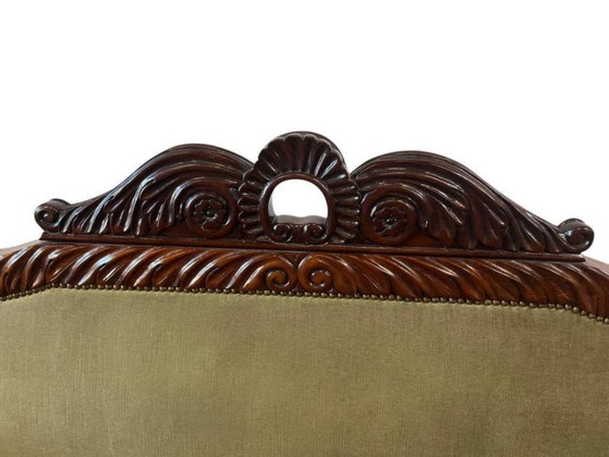 Image 1 of Poltrona/divano/due posti vintage in stile barocco verde