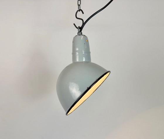 Image 1 of Industrial Grey Enamel Factory Pendant Lamp, 1960s
