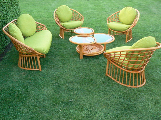 Image 1 of Set di divani Schütz in 5 pezzi vintage in rattan unico, anni '80/'90