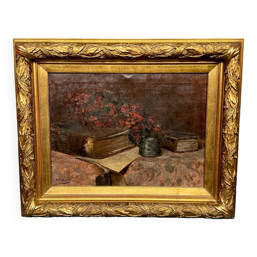 Mr. Van Der Borght. “Still life with flowers.” – schilderijen tekeningen, Wood