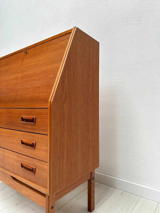 Secrétaire Vintage Danois Design Teck des Années 1960 par Dyrlund, Bureaux, Bois, Marron (photo 8 sur 13)