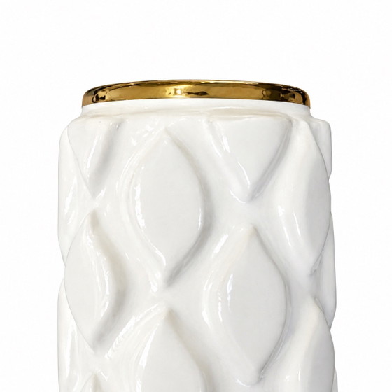 Vase vintage Ubelacker W-Germany 1062/15, Céramique, Blanc (photo 4 sur 5)