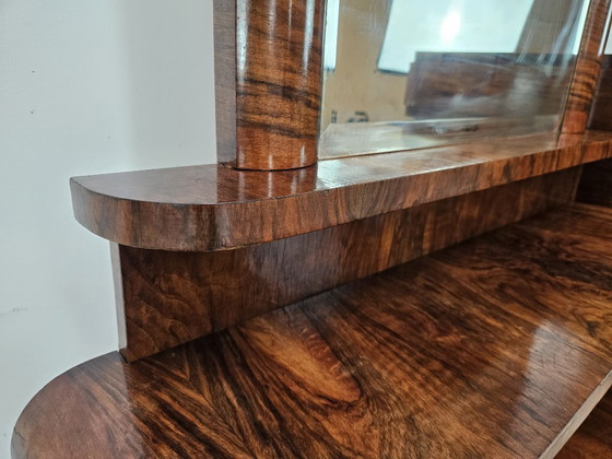 Image 1 of Art Deco kaptafel van wortelnotenhout met spiegel
