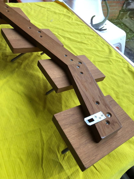 Image 1 of Appendiabiti da parete vintage in legno massello con 5 ganci - 94 cm