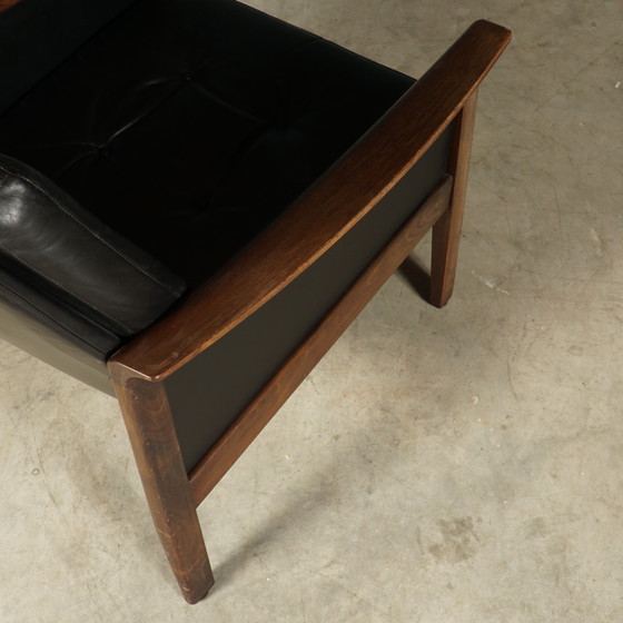 Image 1 of Fauteuil vintage en cuir noir - années 1960