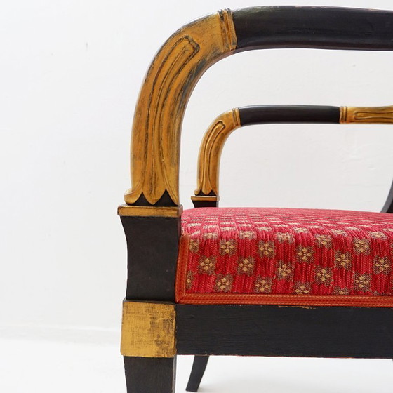 Image 1 of Fauteuil Empire noir et or - XIXe siècle