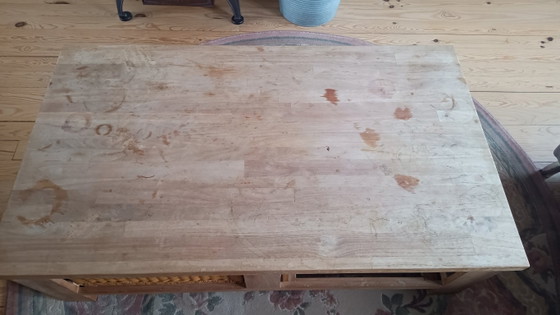 Massief Teakhouten Salontafel Met Rieten Opbergmanden – Wood (photo 2 of 5)