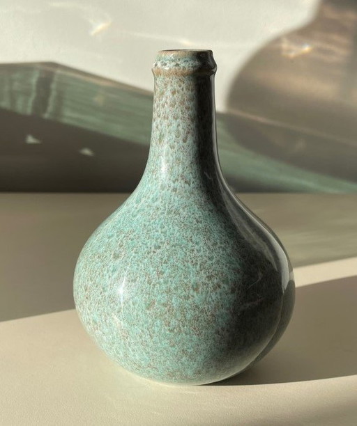 Art Deco Vase aus türkisfarbener Keramik