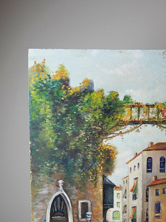 Image 1 of Pintura veneciana, óleo sobre tabla, canal y fachadas antiguas.