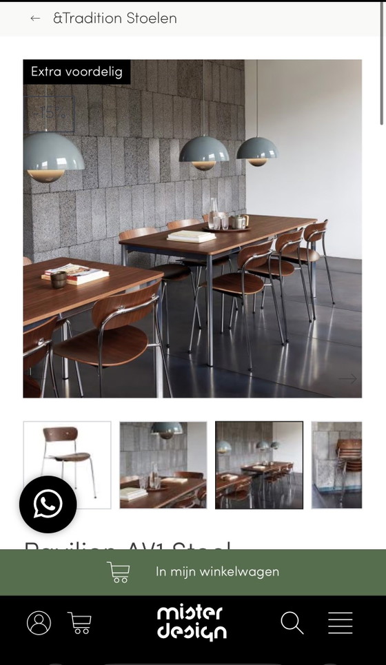 2x Sedia Pavilion AV1 di Anderssen & Voll per &Tradition – Sedie da pranzo, Chrome, Wood (photo 4 of 20)