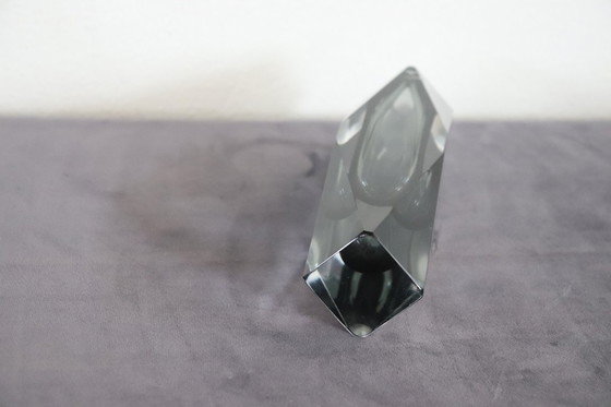 Image 1 of Gerookte grijze Murano glazen vaas, Italië jaren 60