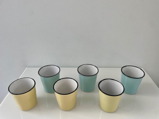 Image 1 of Tassenset im 50er-Jahre-Look in Hellblau und Hellgelb