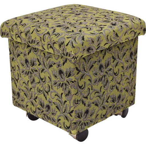 Mid-Century-Stoffhocker mit Rollen, Tschechoslowakei 1970er Jahre