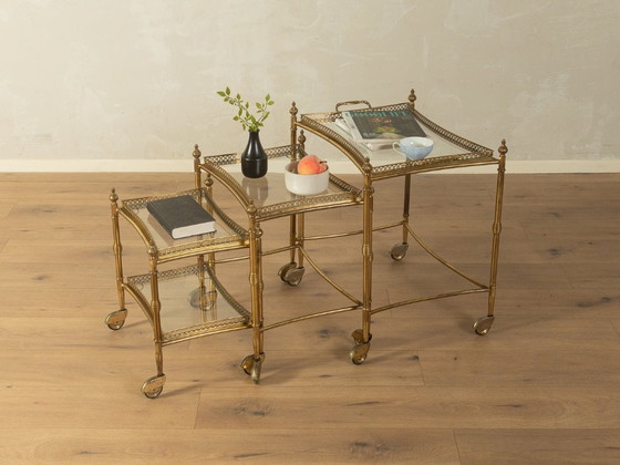 Tables d'appoint gigognes Hollywood Regency, années 1960 – Verre, Métal (photo 3 of 18)