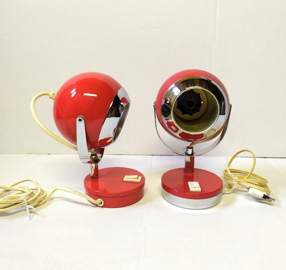 Image 1 of Ruimtevaart tafellampen van Reggiani, jaren 70, set van 2