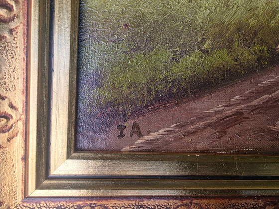 Dipinto a olio paesaggistico originale di metà secolo di Inge Basballe – Dipinti e disegni, Tela (photo 11 of 11)