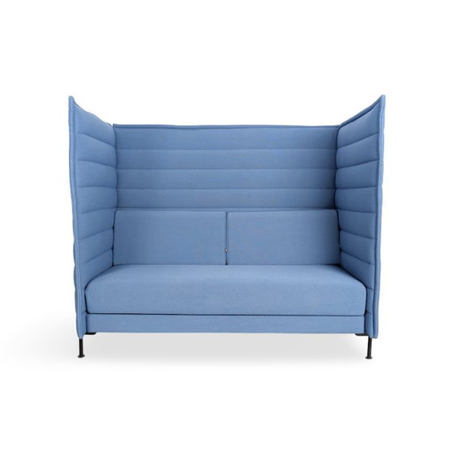 4x Original Vitra Alcove Highback Zweisitzer Sessel blau Bürosofa