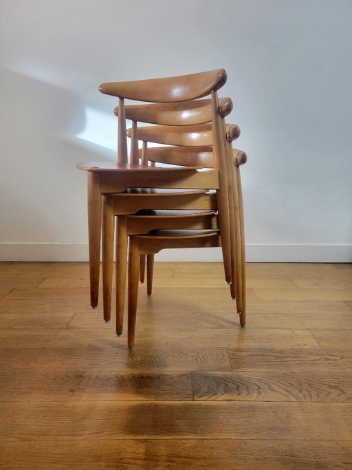 Set di quattro sedie "The Heart" di Hans J. Wegner per Fritz Hansen.