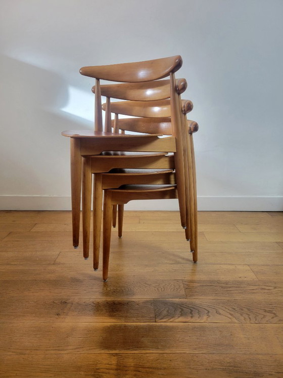 Image 1 of Set di quattro sedie "The Heart" di Hans J. Wegner per Fritz Hansen.
