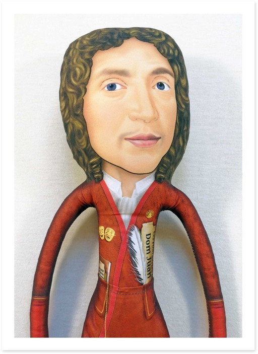 Moliere Art Doll | Handmade Textile Figurine | French Playwright Gift | Literature Teacher Gift | Library Decor