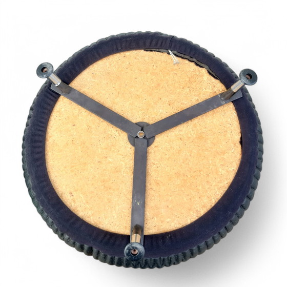 Image 1 of Pouf vintage con spazio di archiviazione su gambe, similpelle nera