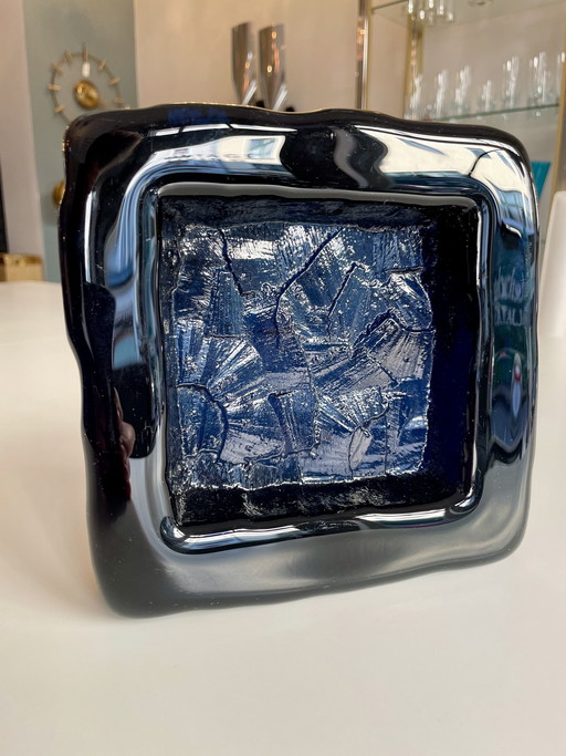 Eckige Schale aus mundgeblasenem Glas von Göte Augustsson für Ruda Schweden 