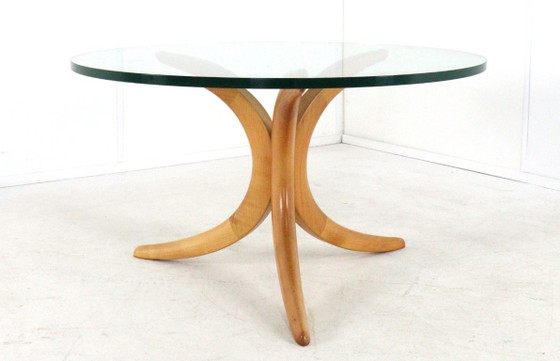 Image 1 of Table basse Alma Möbel avec pieds en forme de boomerang et plateau en verre, vintage