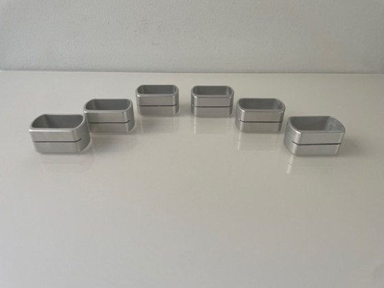 Image 1 of Set of 6 minimalist napkin rings / name card holders – aluminium design