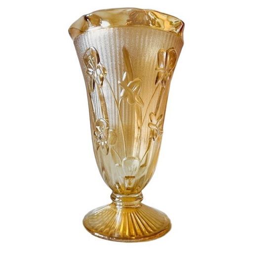 Vintage Paar Jeanette Karnevalsglas-Pfirsichvasen Art Deco 1930er Jahre