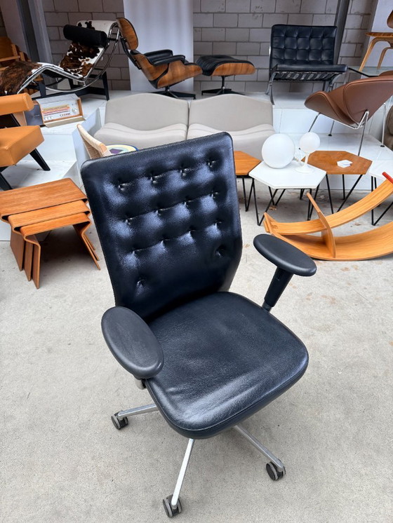 Image 1 of Sedia da ufficio Vitra ID Trim in pelle nera