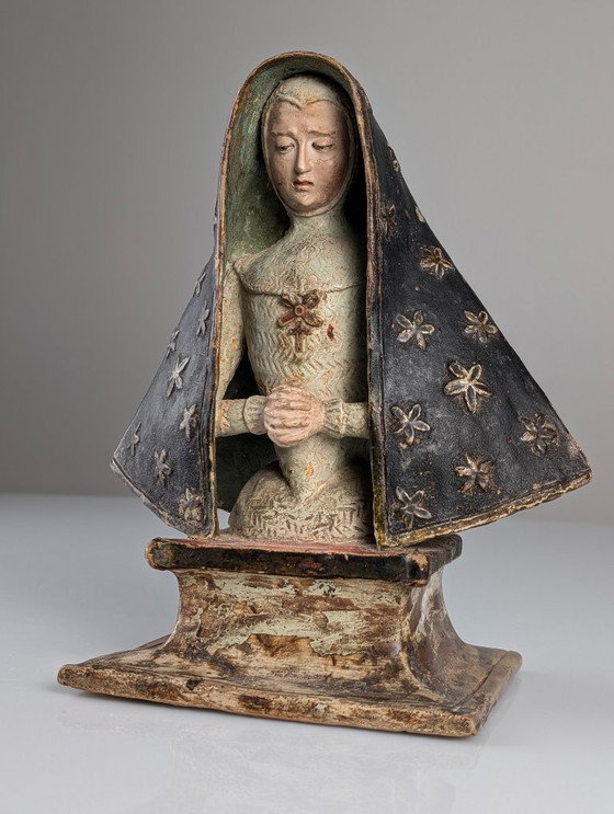 Image 1 of Polychrome Terracotta Mater Dolorosa Sculpture, 18th Century