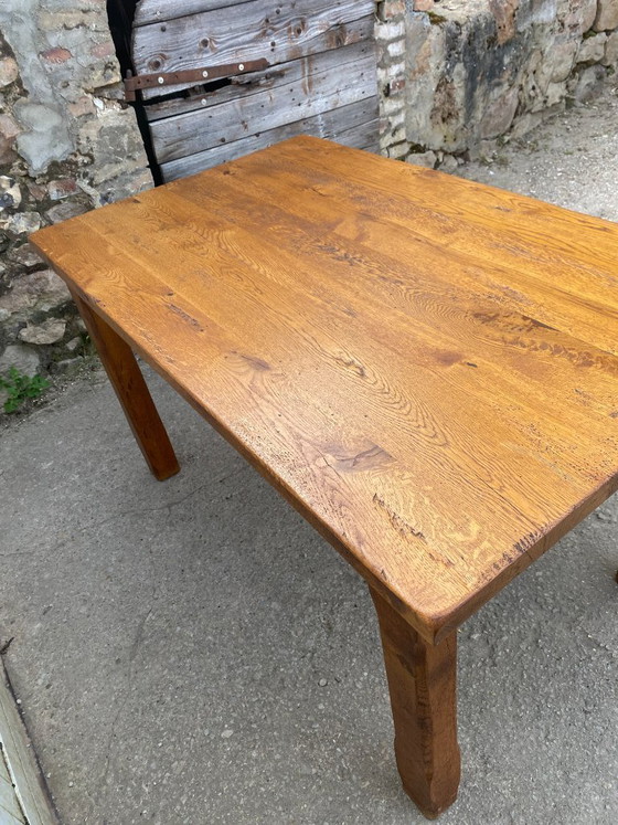 Image 1 of Table de ferme à repas à manger en chêne massif 1950 130x80 h76cm