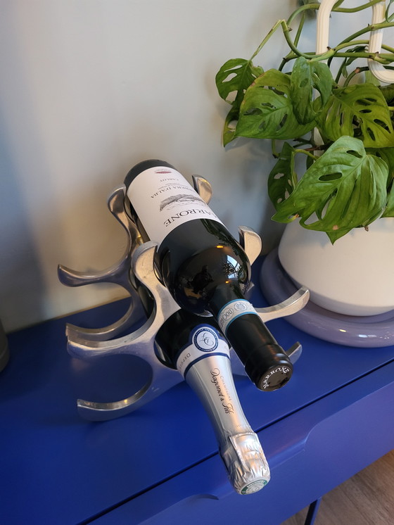 Image 1 of Vintage gepolijst aluminium wijnrek door ontwerper Michael Noll 
