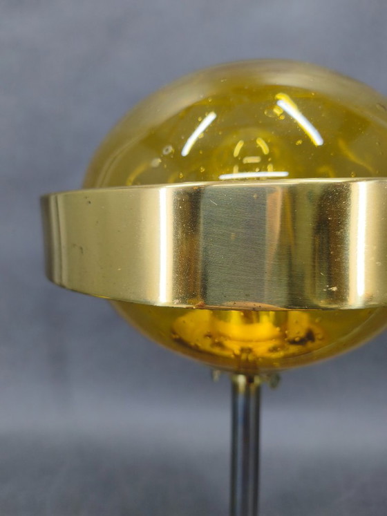 Image 1 of 1970s Space Age Table Lamp Brass Glass Kamenický Šenov