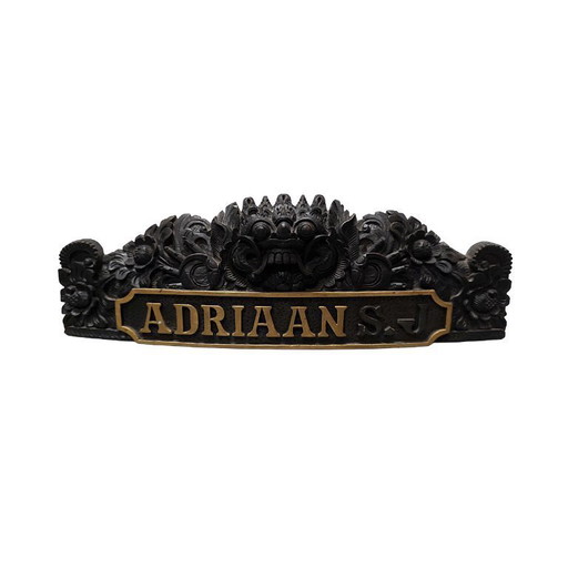 Office Nameplate Adriaan S.J. Balinese Carving, 20th Century