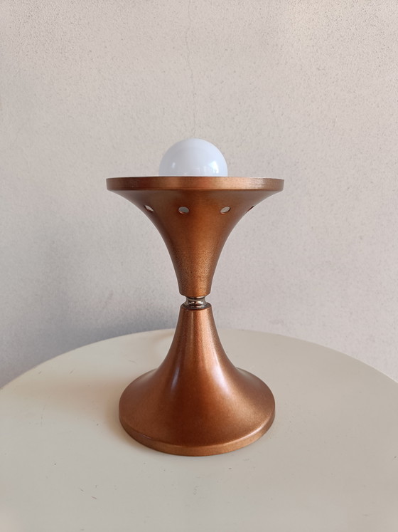 Image 1 of Vintage Space Age Table Lamp in Burnished Metal, 1970s Italian Design