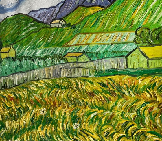 Image 1 of Vincent van Gogh – Landscape behind St. Paul's Hospital - Hand-painted interpretation | Oil on canvas (rolled up)