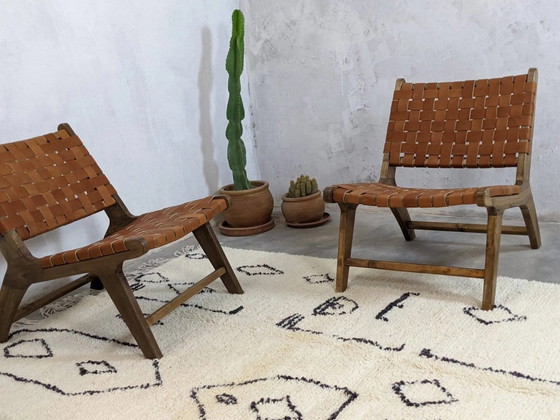 Deux fauteuils marocains en cuir (photo 9 of 12)