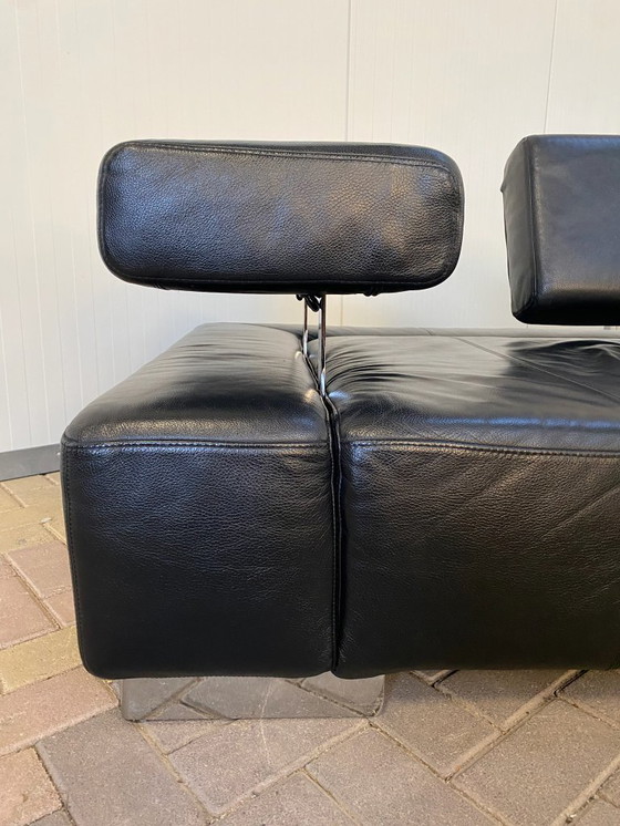 Image 1 of Canapé d'angle Bruhl en cuir noir - Confort ajustable - Design lounge spacieux