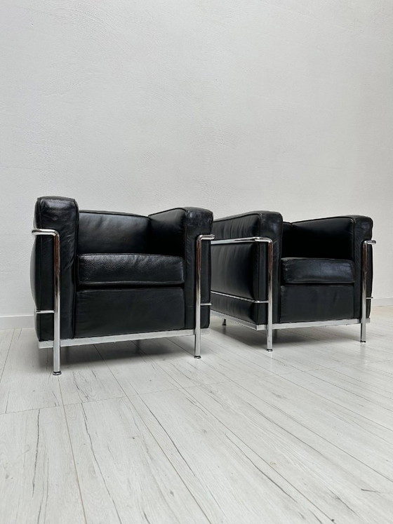 Image 1 of Poltrona LC2 vintage in pelle di Le Corbusier, Pierre Jeanneret e Charlotte Perriand per Cassina, anni '90