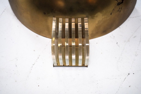 Image 1 of Set of three Italian Deco-style brass wall sconces, Italy 1970s