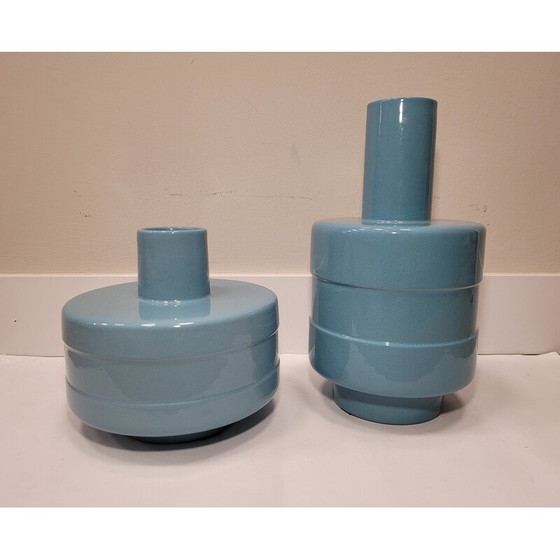 Image 1 of Pair of vintage blue vases by Roche Bobois, France