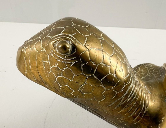 Image 1 of Hollywood Regency, scultura di tartaruga in ottone/scatola/tartaruga a becco di civetta, Francia, anni '70