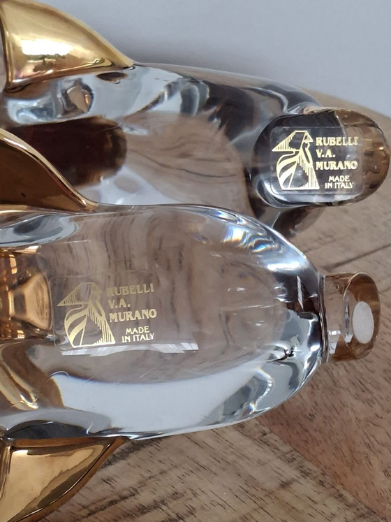 Original Set Vintage Murano Glass Dolphins, Rubelli V.A., With 24k Gold, Rubelli V.A. Murano, Sculpture (photo 4 of 9)