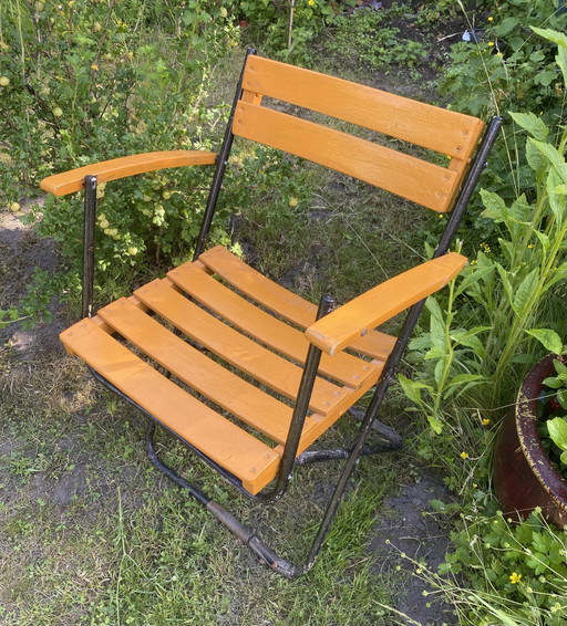 4x Vintage Folding Chair + Table GDR Seating Set Germany Rare