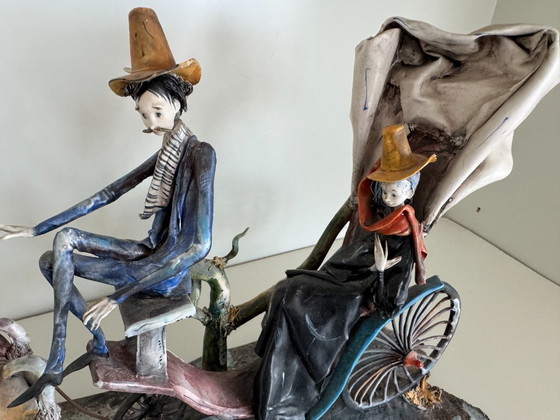 T. Morello "La Dama e il Cocchiere" (Die Dame und der Kutscher), Bildhauerei, Keramik, Andere, Braun (Foto 4 von 15)